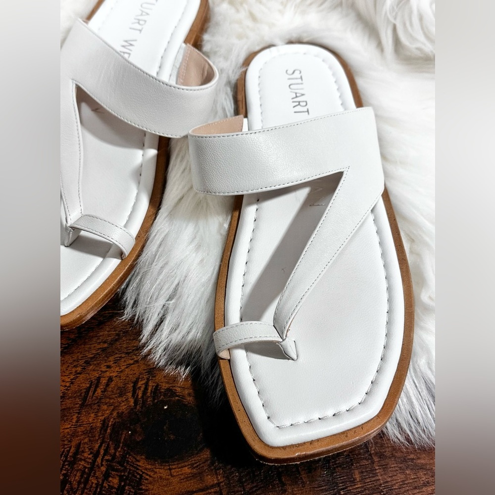 Stuart Weitzman Lyla open toe leather slide sandals